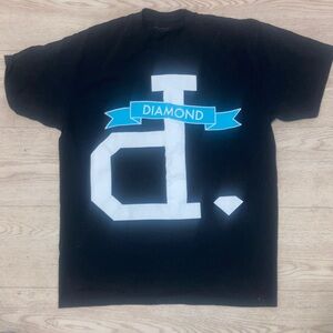 Diamond Supply Co. Black Tee with White Logo and Teal Banner